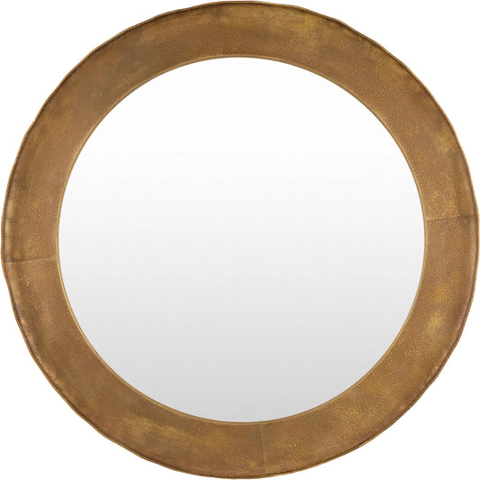 Danica Accent Mirror by Surya in antiqued gold. Made from iron in a unique style.