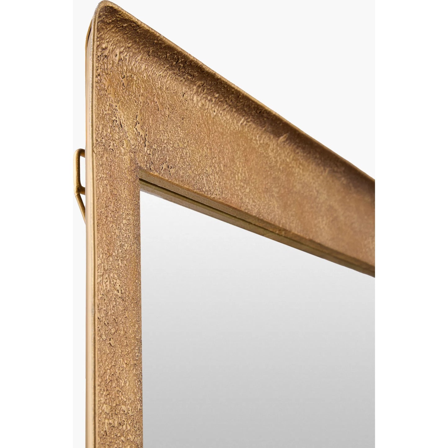 002 SI-2380129 | Closeup | Danica Full Length Mirror by Surya in gold and antiqued gold. Made from iron in a modern style.