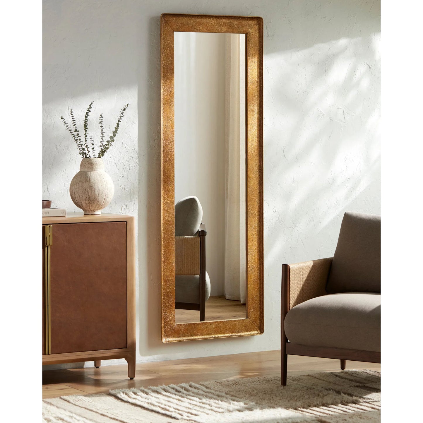 003 SI-2380129 | Lifestyle | Danica Full Length Mirror by Surya in gold and antiqued gold. Made from iron in a modern style.