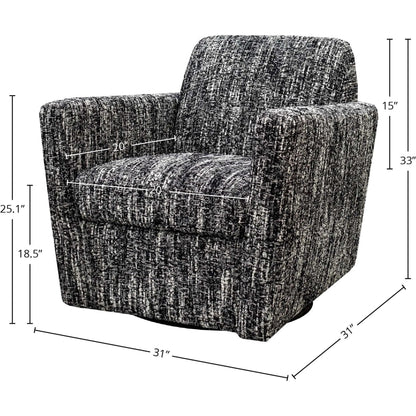 Cooper Swivel Club Chair by LH Imports in matte black. Made from pine, hardwood, metal, pu foam, polyester in a modern style.