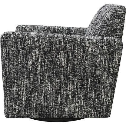 Cooper Swivel Club Chair by LH Imports in matte black. Made from pine, hardwood, metal, pu foam, polyester in a modern style.