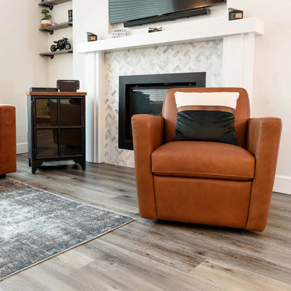 Cooper Swivel Club Chair by LH Imports in matte black. Made from pine, hardwood, metal, pu foam, polyester in a modern style.