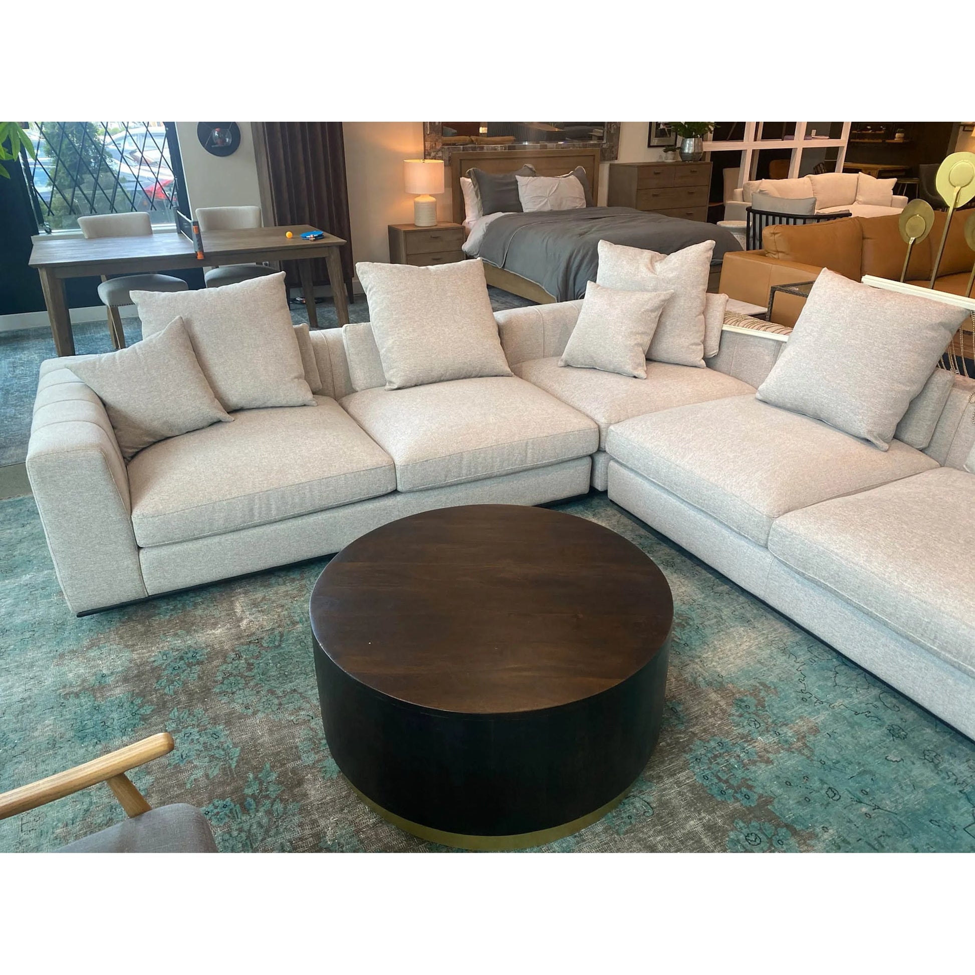 Sullivan Sectional RHF Sofa by LH Imports in alba stone and matte black. Made from unique in a transitional style.