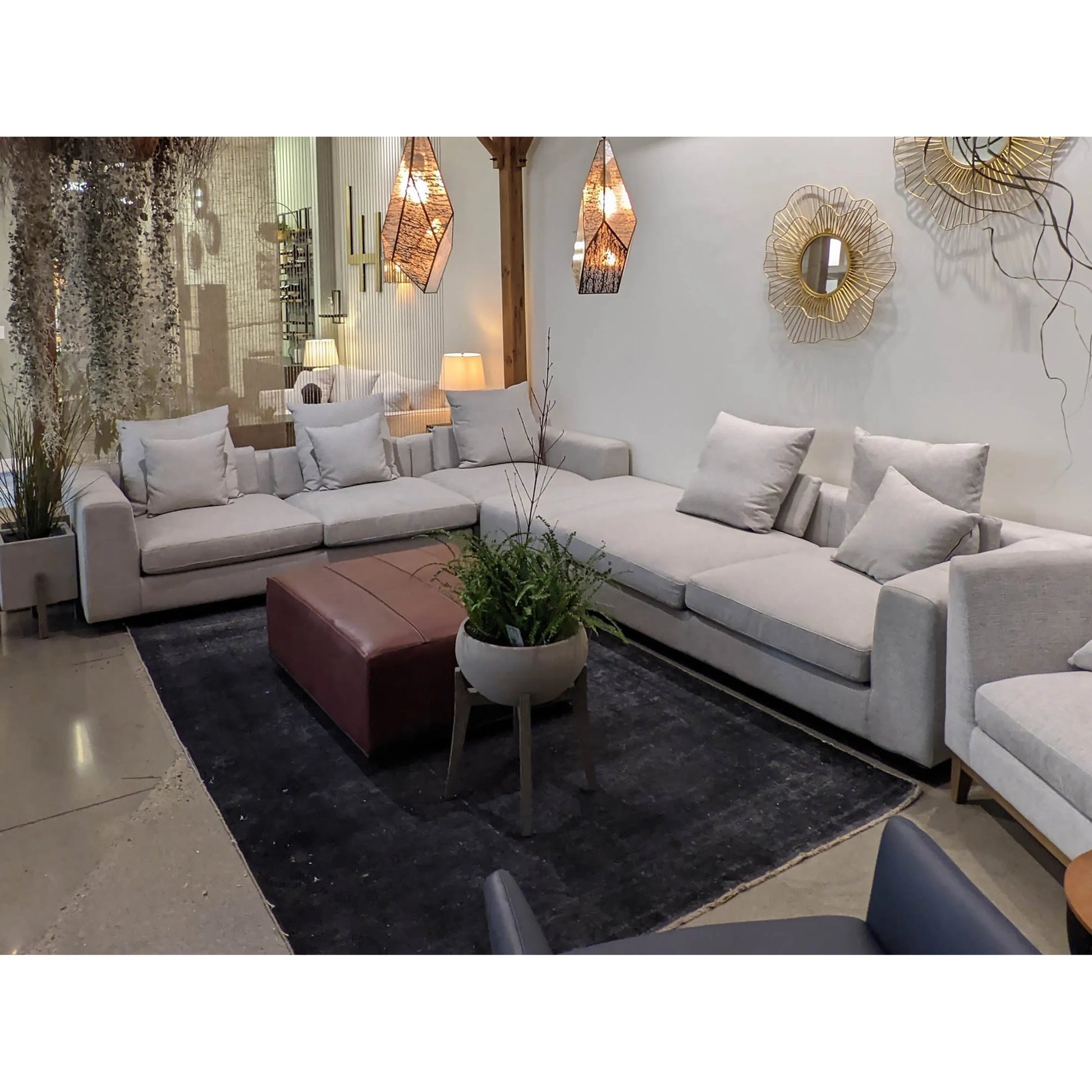 Sullivan Ottoman by LH Imports in alba stone and matte black. Made from unique in a transitional style.