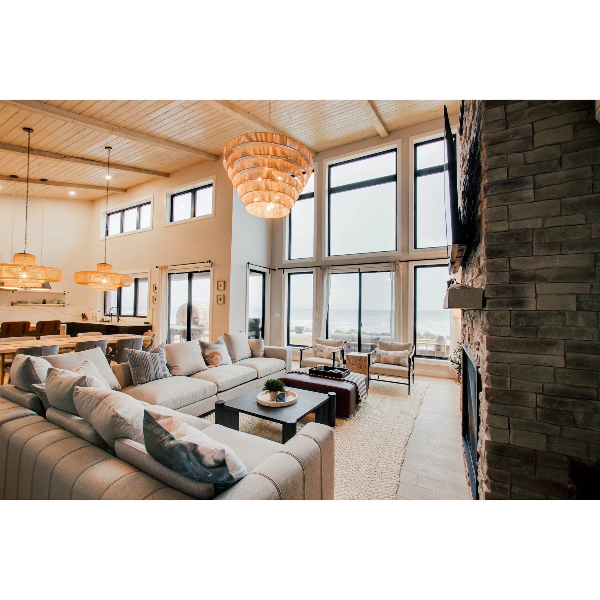 Sullivan Sectional RHF Sofa by LH Imports in alba stone and matte black. Made from unique in a transitional style.