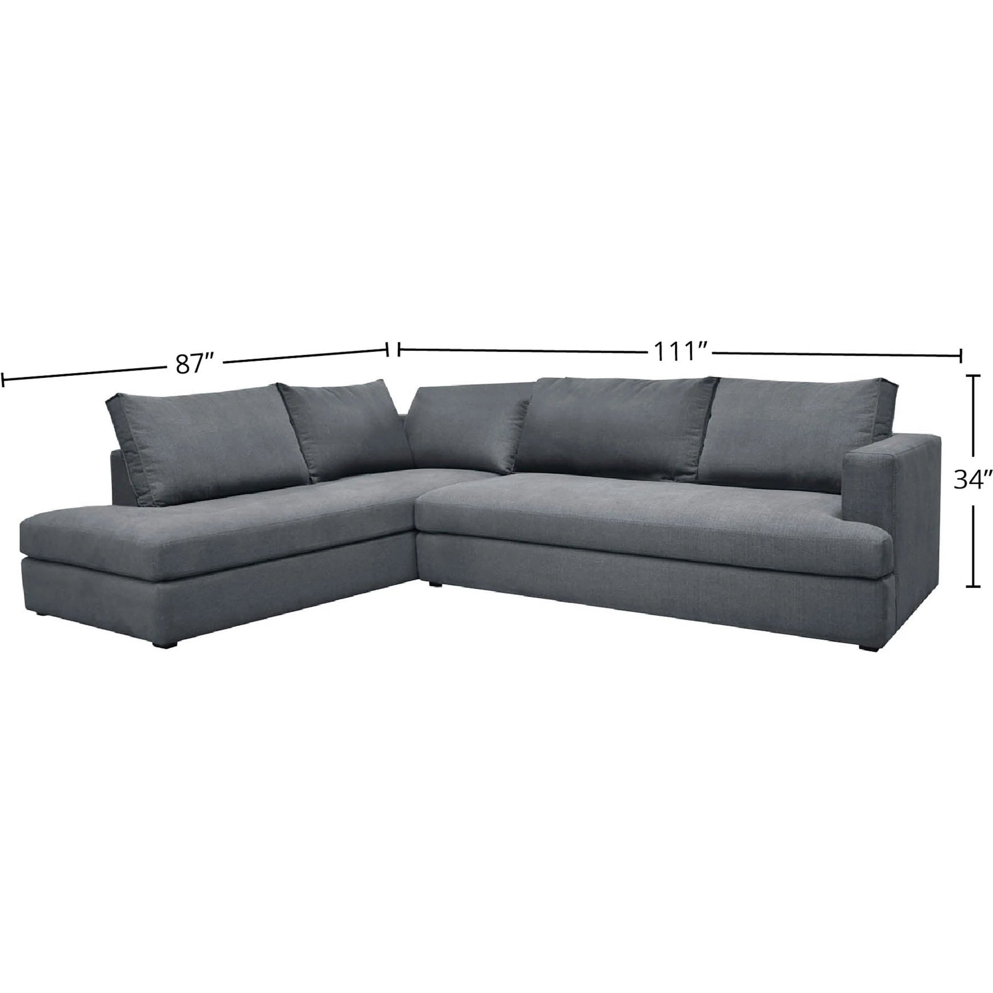 Taylor Sectional by LH Imports in asphalt grey. Made from 90% polyester, 10% nylon fabric, metal, pine, plywood, polyurethane foam in a transitional style.