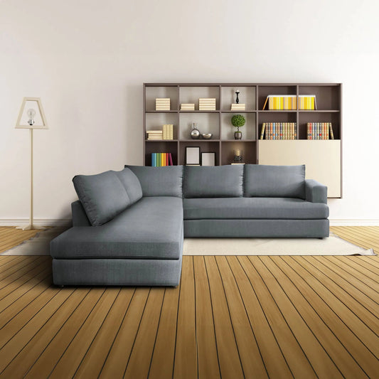 Taylor Sectional by LH Imports in asphalt grey. Made from 90% polyester, 10% nylon fabric, metal, pine, plywood, polyurethane foam in a unique style.