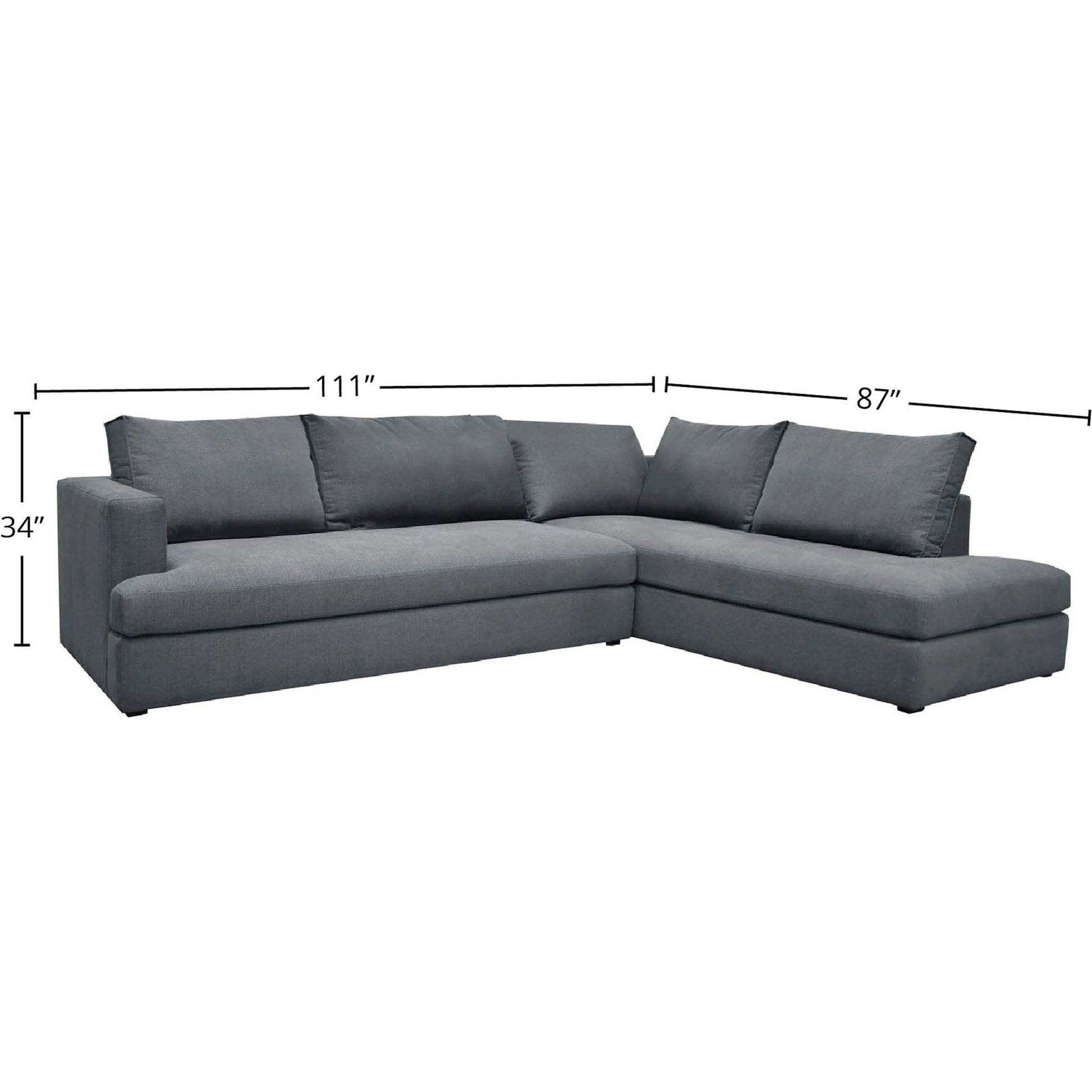 Taylor Sectional by LH Imports in asphalt grey. Made from 90% polyester, 10% nylon fabric, metal, pine, plywood, polyurethane foam in a transitional style.