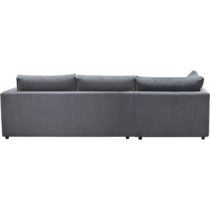 Taylor Sectional by LH Imports in asphalt grey. Made from 90% polyester, 10% nylon fabric, metal, pine, plywood, polyurethane foam in a transitional style.
