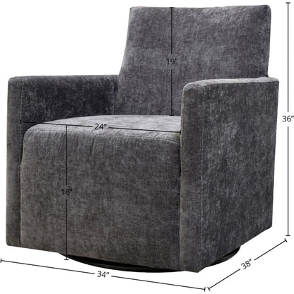 Riley Swivel Club Chair by LH Imports. Made from pine, plywood, metal, pu foam, 100% polyester fabric in a modern style.