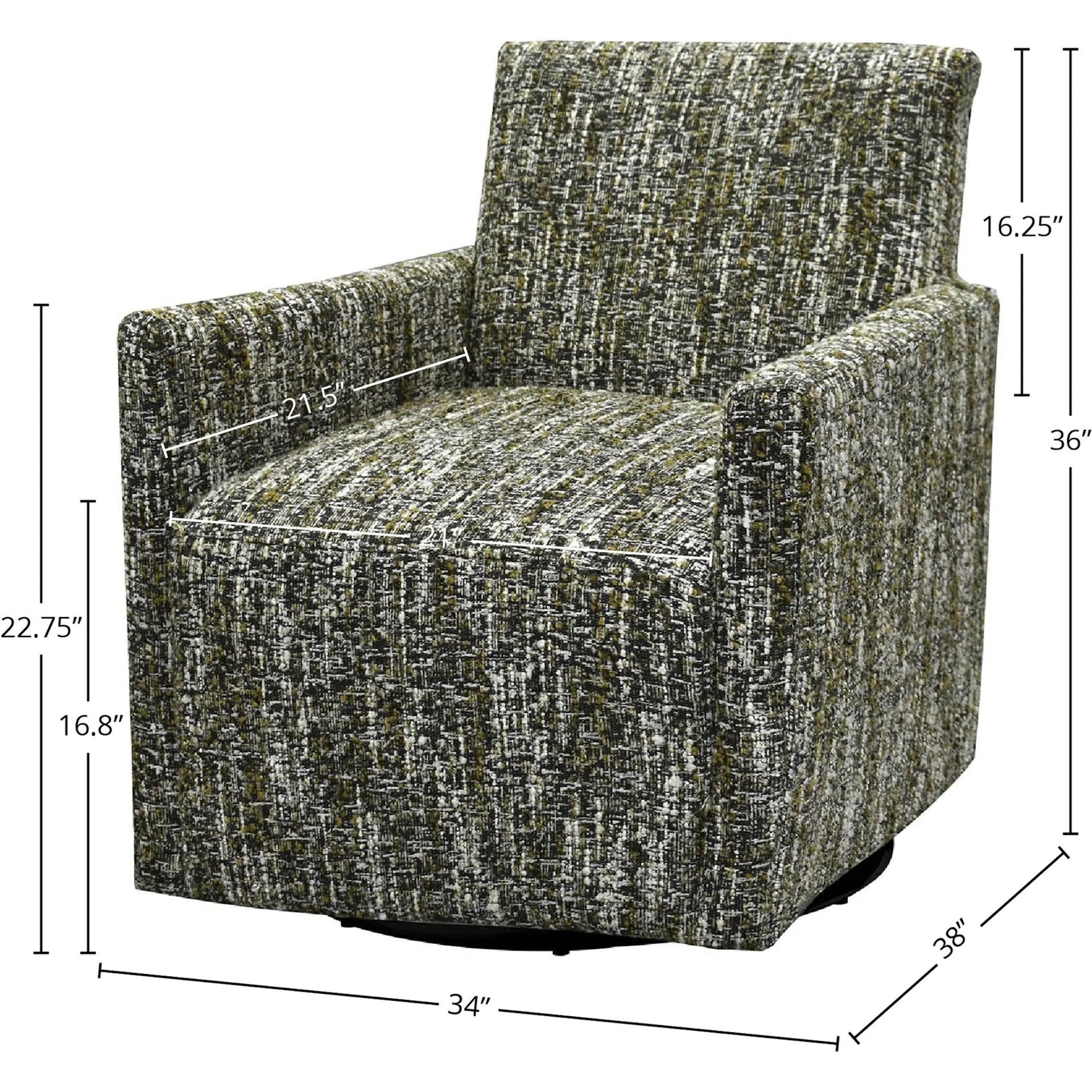 Riley Swivel Club Chair by LH Imports. Made from pine, plywood, metal, pu foam, 100% polyester fabric in a modern style.