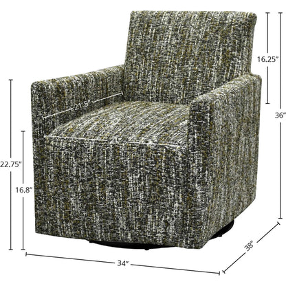 Riley Swivel Club Chair by LH Imports. Made from pine, plywood, metal, pu foam, 100% polyester fabric in a modern style.