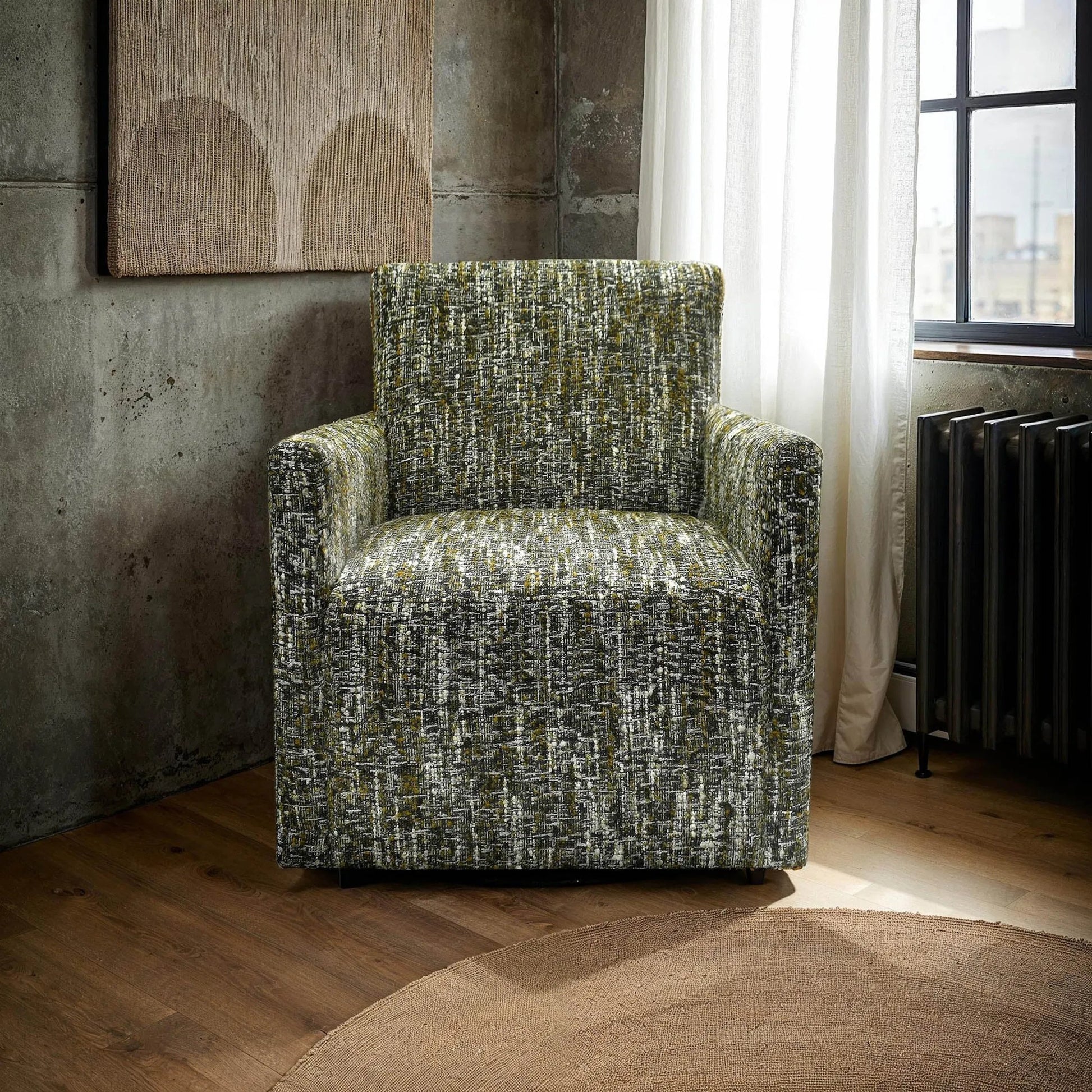 Riley Swivel Club Chair by LH Imports. Made from pine, plywood, metal, pu foam, 100% polyester fabric in a modern style.