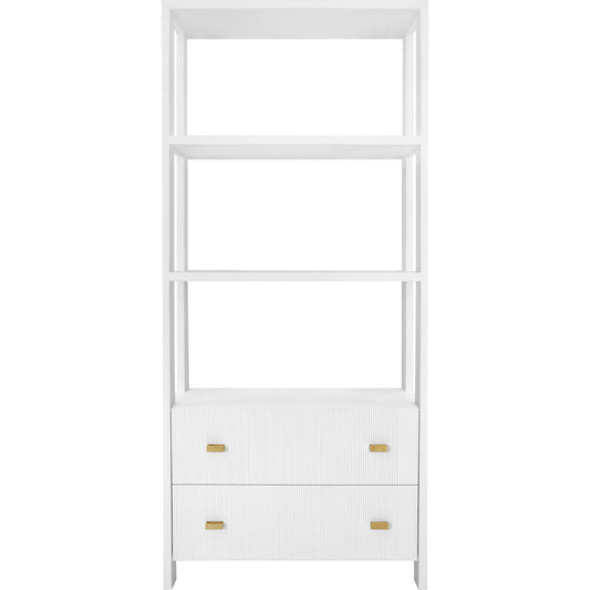 Davie Two Drawer Etagere by Worlds Away in matte white lacquer. Made from unique in a transitional style.