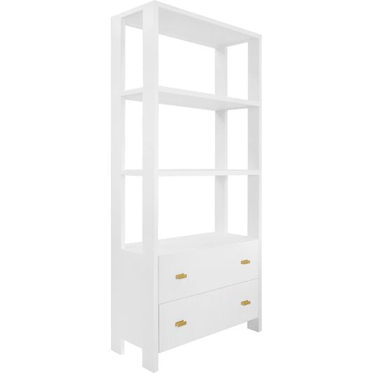 Davie Two Drawer Etagere by Worlds Away in matte white lacquer. Made from unique in a transitional style.