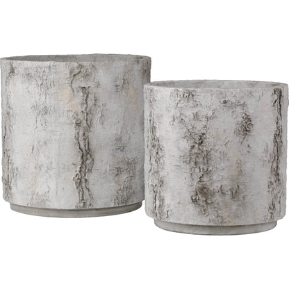 Faux Birch Planter by Currey and Company in black, beige, pale gray. Made from fiber cement in a modern style.