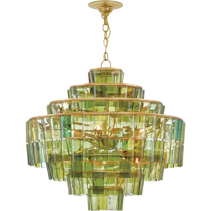 Sommelier Chandelier by Currey and Company. Made from wrought iron, bottle glass in a modern style.