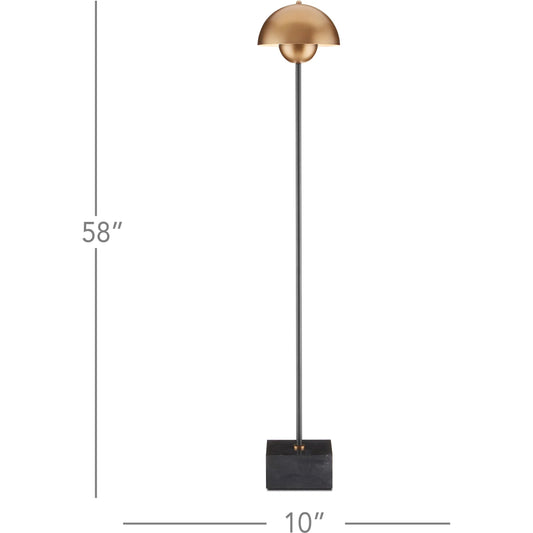 La Rue Floor Lamp by Currey and Company in brushed brass, black. Made from metal, marble in a modern style.