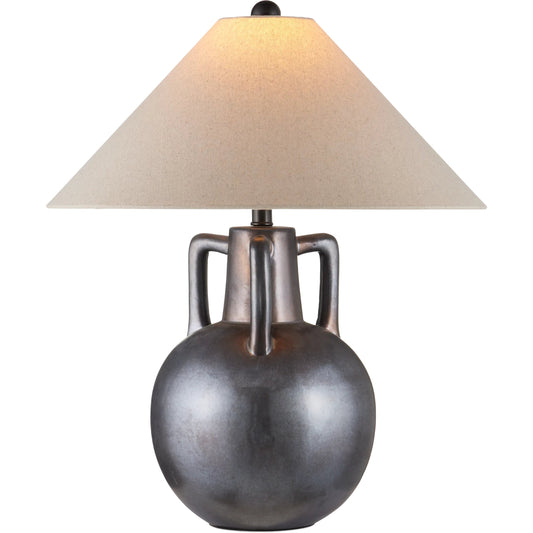 Autry Table Lamp by Currey and Company in iridescent gray. Made from ceramic in a unique style.