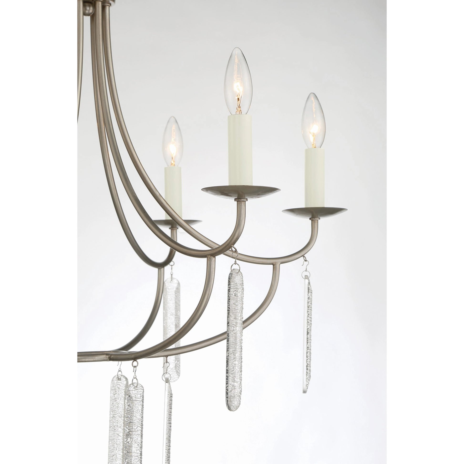 Ella 6-Light Classic Candle Chandelier by Lumanity in silver. Made from iron, glass in a modern style.