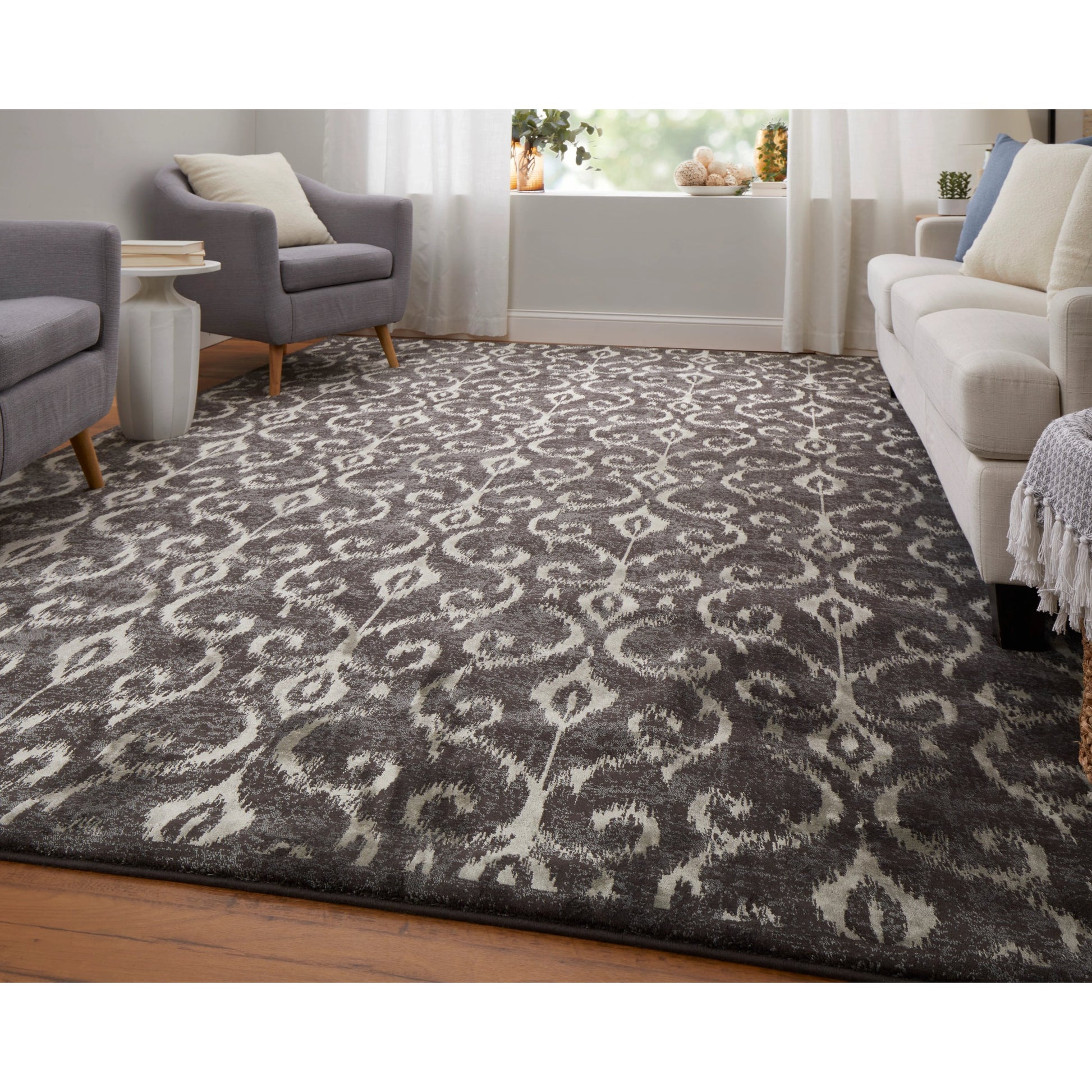Azeri Transitional Damask Rug - 3842F by Feizy in gray, taupe, ivory. Made from wool, viscose in a unique style.