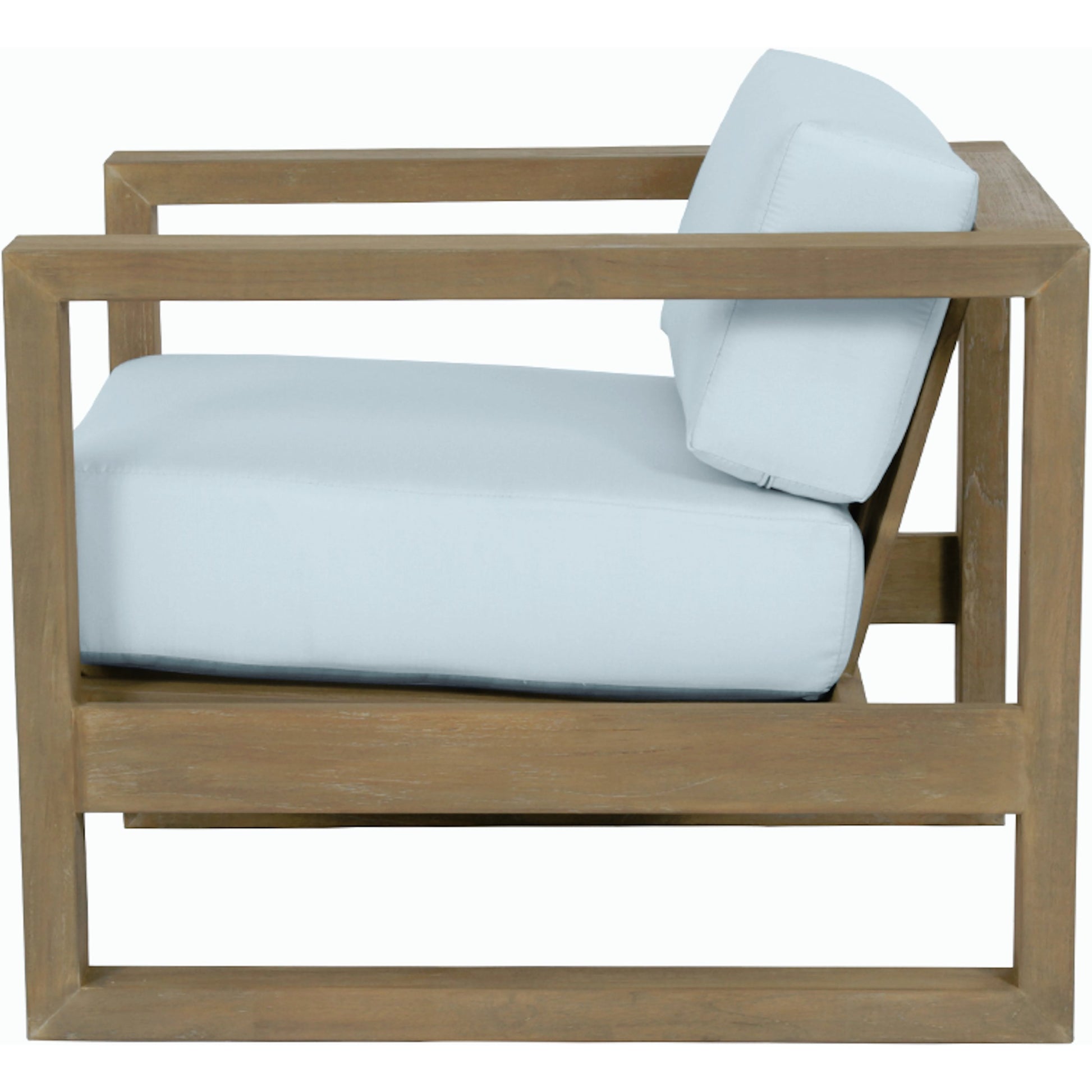 Coastal Outdoor Teak Club Chair by Sunset West. Made from teak in a modern style.