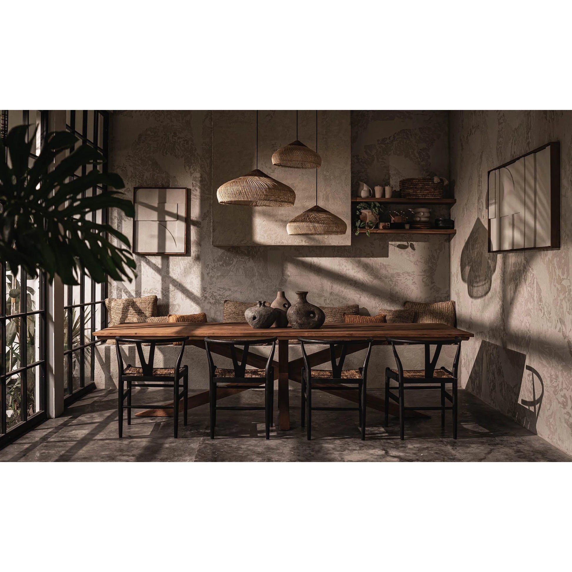 D-Bodhi Banjo Pendant by LH Imports in natural and natural, gold. Made from reclaimed teak wood, natural rattan, iron in a cottage & farmhouse style.