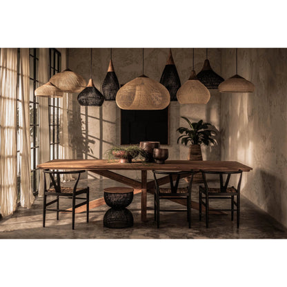 D-Bodhi Banjo Pendant by LH Imports in natural and natural, gold. Made from reclaimed teak wood, natural rattan, iron in a cottage & farmhouse style.