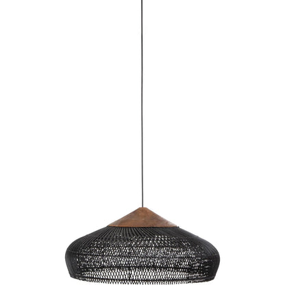 D-Bodhi Banjo Pendant by LH Imports in natural and natural, gold. Made from reclaimed teak wood, natural rattan, iron in a cottage & farmhouse style.