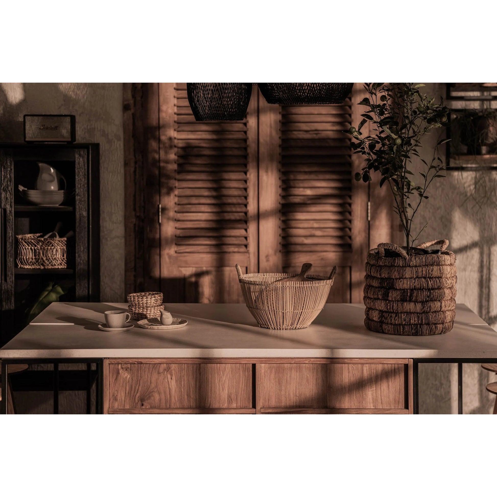 D-Bodhi Horn Pendant by LH Imports. Made from reclaimed teak wood, natural rattan, iron in a cottage & farmhouse style.