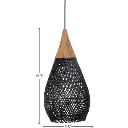 D-Bodhi Horn Pendant by LH Imports. Made from reclaimed teak wood, natural rattan, iron in a cottage & farmhouse style.