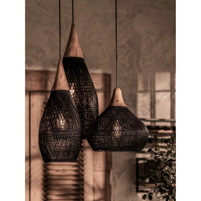 D-Bodhi Horn Pendant by LH Imports. Made from reclaimed teak wood, natural rattan, iron in a cottage & farmhouse style.