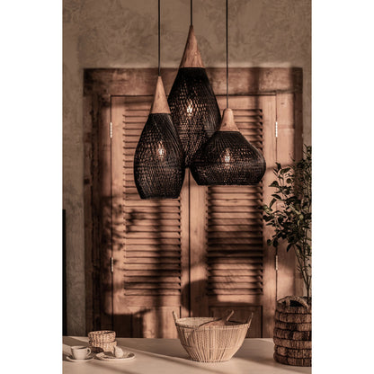 D-Bodhi Horn Pendant by LH Imports. Made from reclaimed teak wood, natural rattan, iron in a cottage & farmhouse style.