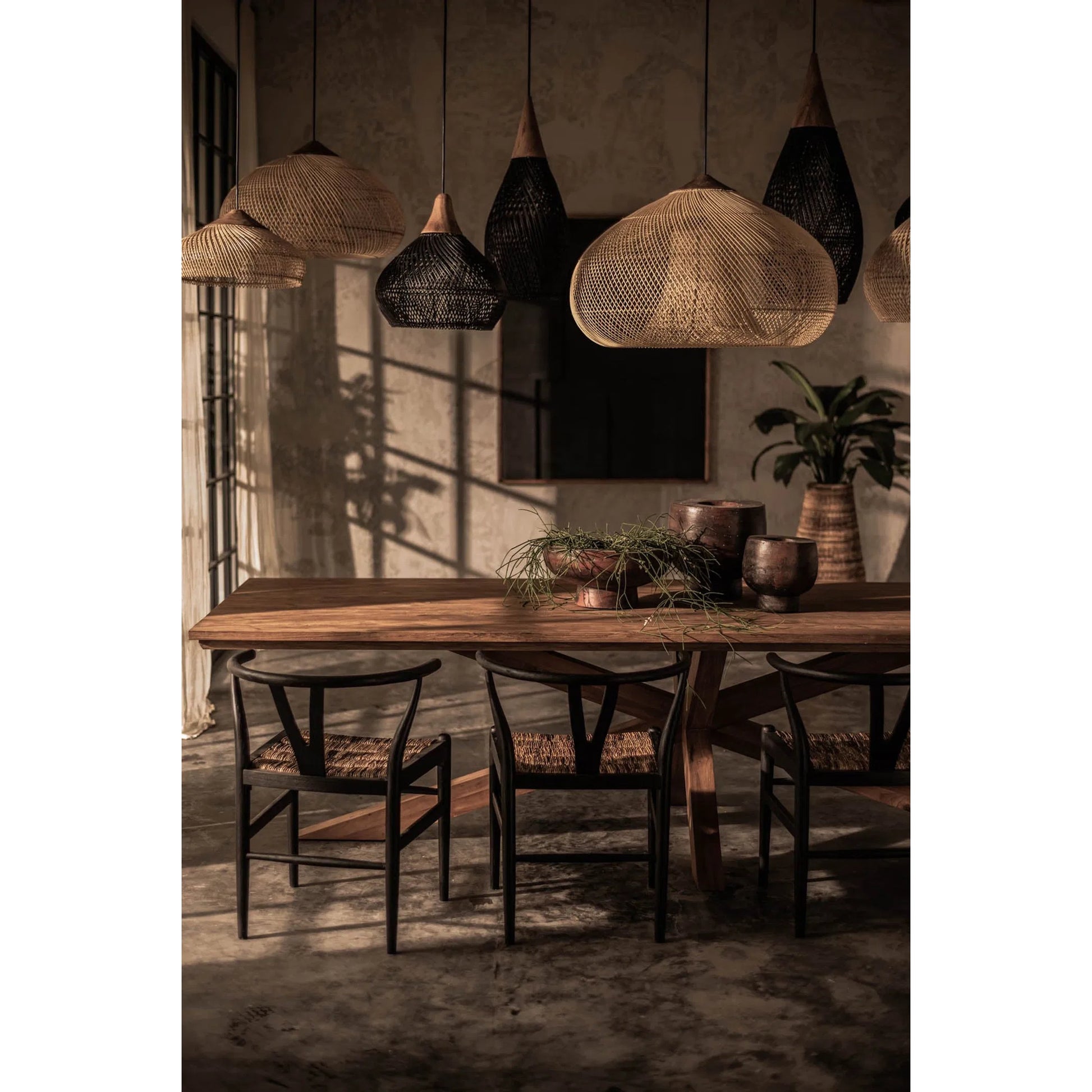 D-Bodhi Horn Pendant by LH Imports. Made from reclaimed teak wood, natural rattan, iron in a cottage & farmhouse style.