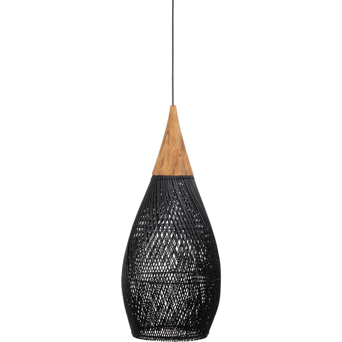 004 SI-2004225 | Primary Silo | D-Bodhi Horn Pendant by LH Imports. Made from reclaimed teak wood, natural rattan, iron in a cottage & farmhouse style.