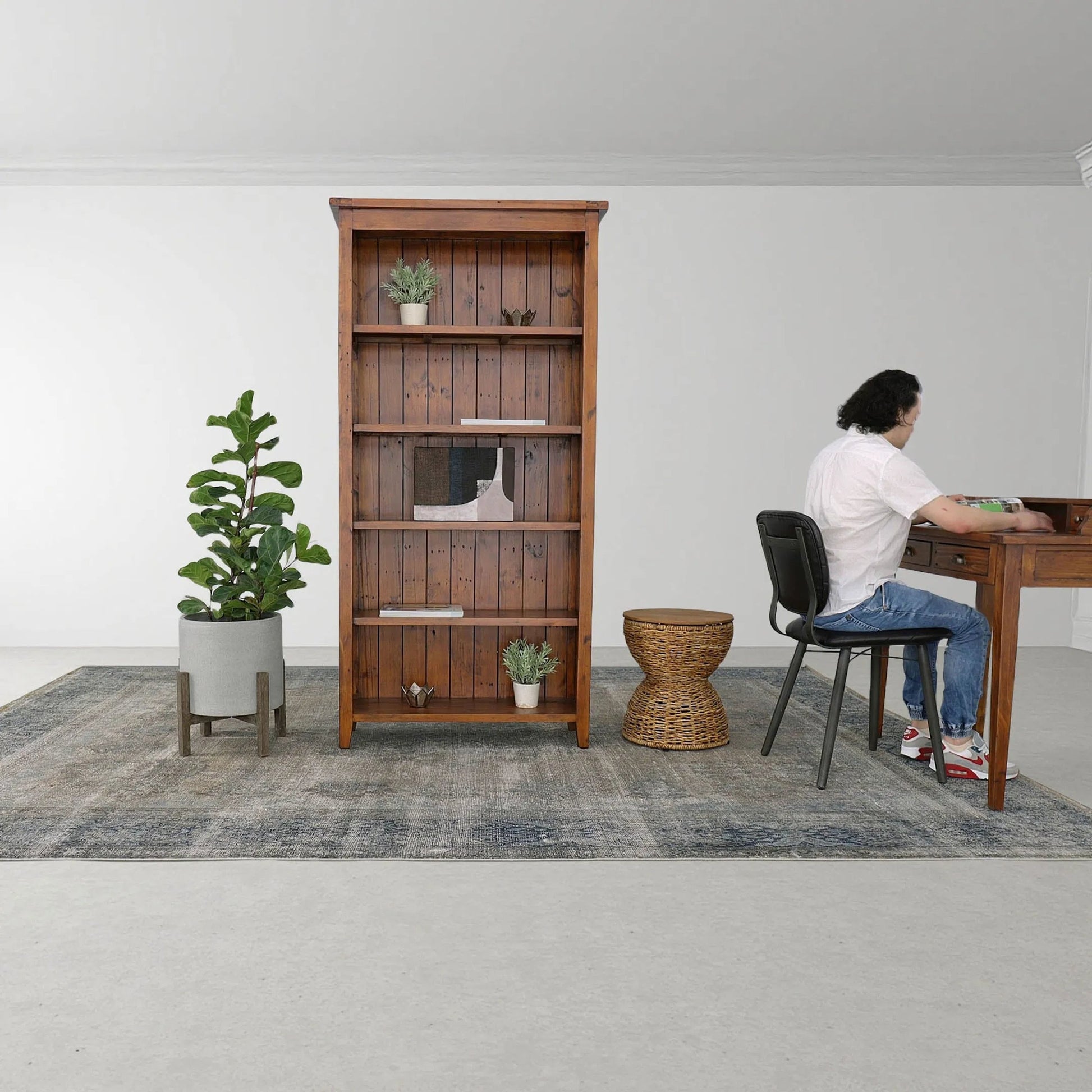 D-Bodhi Rebana Stool by LH Imports in alto. Made from reclaimed teak, iron, abaca in a cottage & farmhouse style.