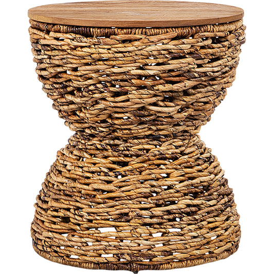 D-Bodhi Rebana Stool by LH Imports in alto. Made from reclaimed teak, iron, abaca in a cottage & farmhouse style.