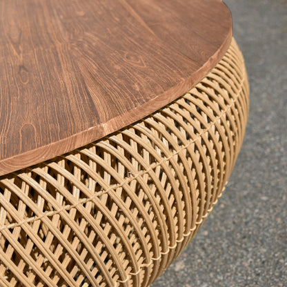 D-Bodhi Wave Side Table by LH Imports. Made from reclaimed teak, rattan, reclaimed iron in a cottage & farmhouse style.