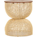 D-Bodhi Wave Side Table by LH Imports. Made from reclaimed teak, rattan, reclaimed iron in a cottage & farmhouse style.