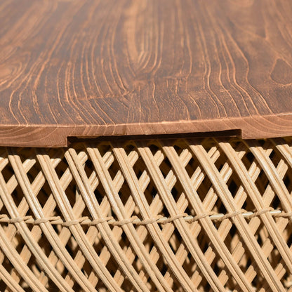 D-Bodhi Wave Coffee Table by LH Imports. Made from reclaimed teak wood, rattan, iron in a cottage & farmhouse style.