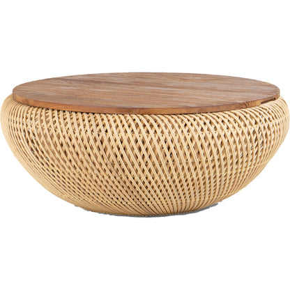 D-Bodhi Wave Coffee Table by LH Imports. Made from reclaimed teak wood, rattan, iron in a cottage & farmhouse style.
