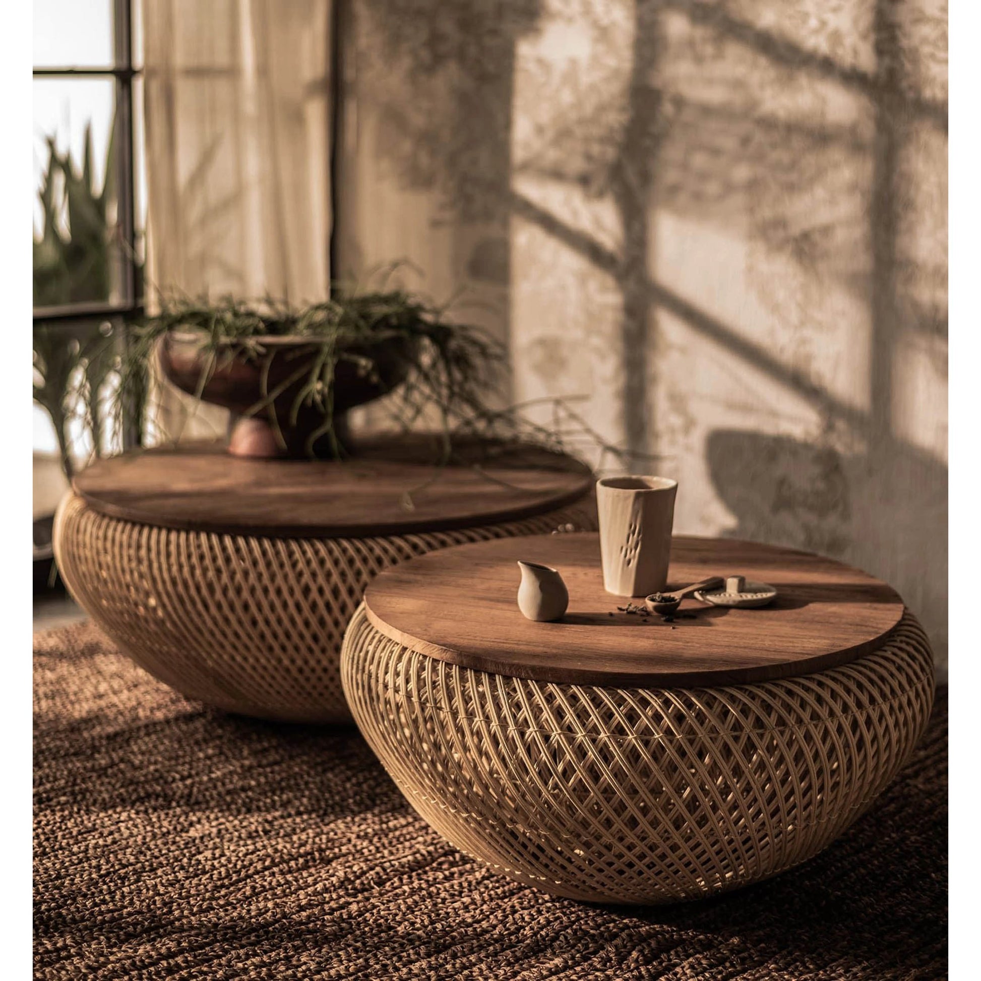 D-Bodhi Wave Coffee Table by LH Imports. Made from reclaimed teak wood, rattan, iron in a cottage & farmhouse style.