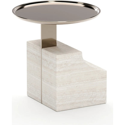 Overlap Sectional Accent Table by Caracole in whisper of gold. Made from stone in a modern style.