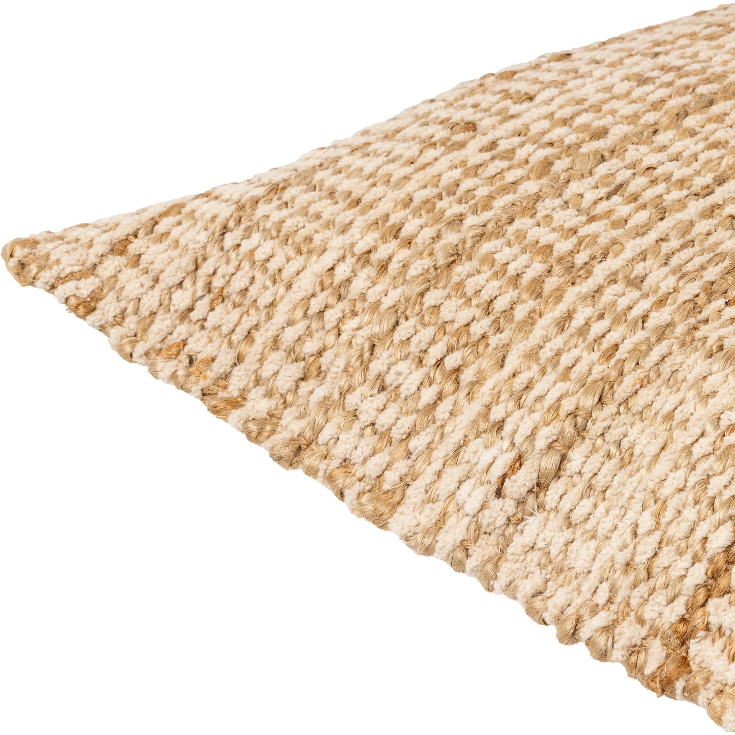 002 SI-2049178,SI-2049179,SI-2049181,SI-2049182,SI-2049184,SI-2049185 | Closeup | Dhanbad Pillow - 479621 by Surya in beige, sandstone, ivory. Made from front: 80% jute, 20% cotton, back: 100% jute in a modern style.