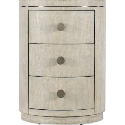 Modern Mood Round Nightstand by Hooker Furniture. Made from oak veneers in a modern style.