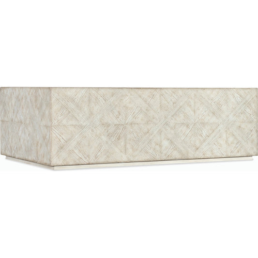 Commerce & Market Block Buster Cocktail Table by Hooker Furniture in whites, creams, beiges and white finish. Made from pine veneers in a modern style.
