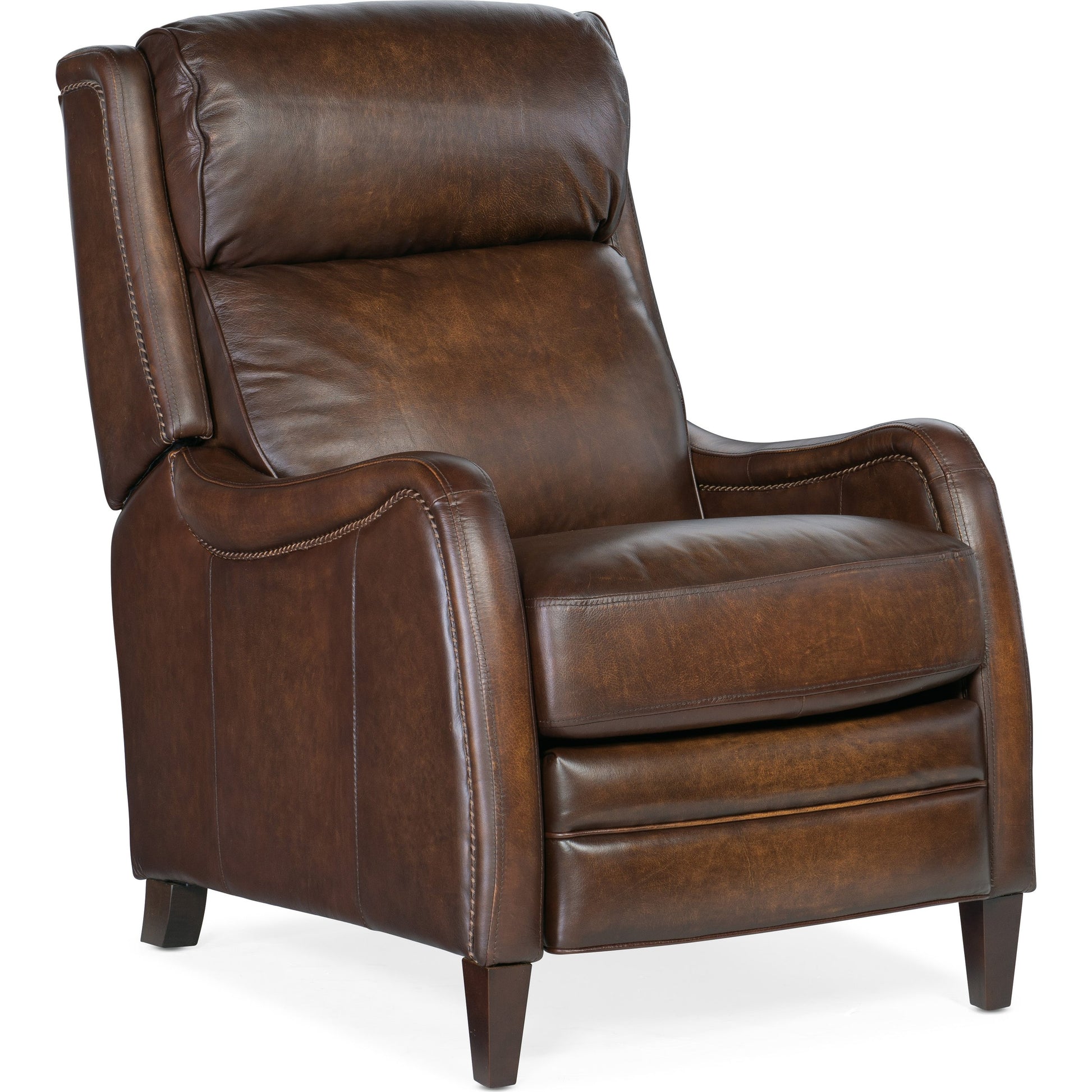 Stark Recliner by Hooker Furniture in brindisi trinita. Made from leather in a traditional style.