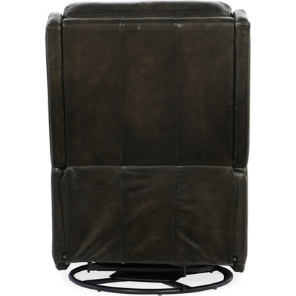 Declan Power Swivel Glider Recliner by Hooker Furniture in brindisi trinita. Made from leather in a traditional style.