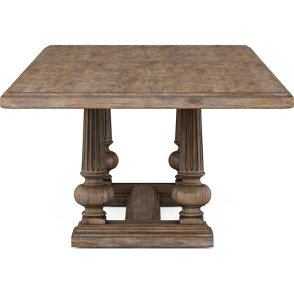 Architrave Trestle Dining Table by A.R.T. Furniture in almond. Made from pine solids and veneer, resin in a traditional style.