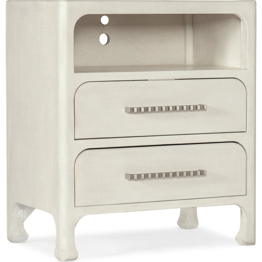 Serenity Nightstand by Hooker Furniture in sand dollar, champagne. Made from wood, raffia in a modern style.
